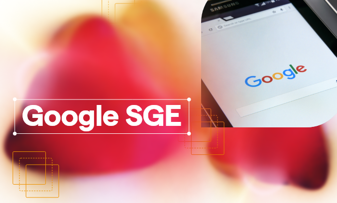 Blogbeitrag zum Thema Google SGE. Handy mit Google Suchfeld.