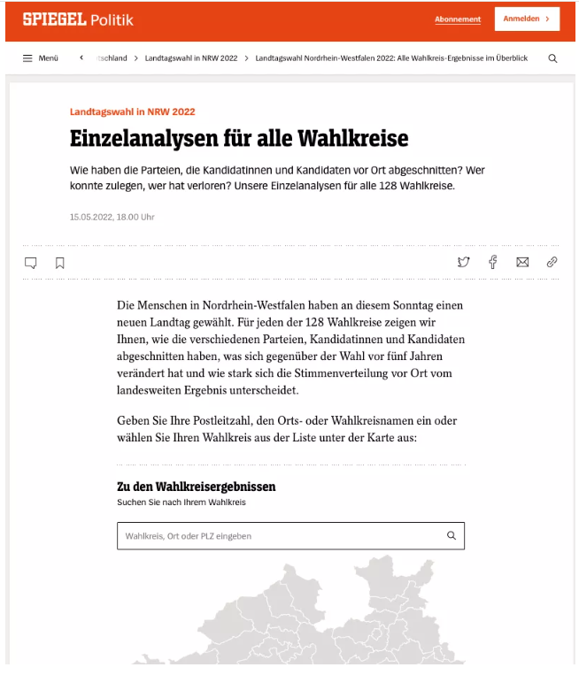 Automatisierte Wahlberichterstattung beim DER SPIEGEL auf Wahlkreis-Ebene